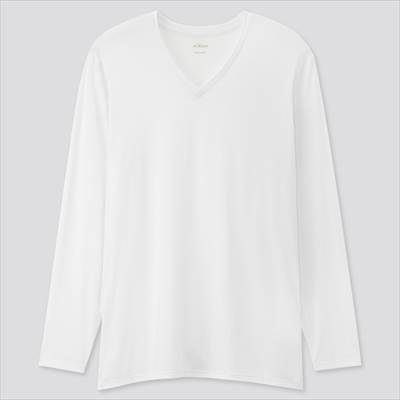 店舗で買えない ユニクロのエアリズム長袖tシャツ 一年中サラッと快適なハイテクインナー ろんぶり